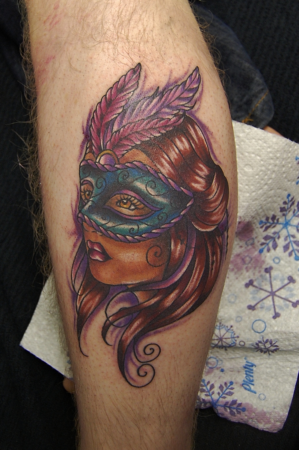 Masked lady tattoo design