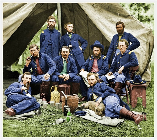 (COLORIZED) Lt. Custer and Union Troops (1862)