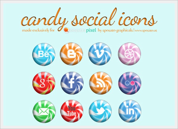 Candy Social Media Icons by One Extra Pixel