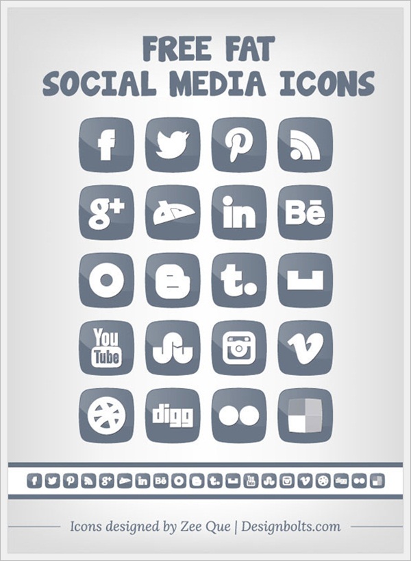 Free Fat Social Media Icons by Zee Que