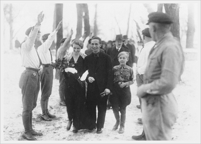 Joseph and magda Goebbels on their wedding day. Best man- Adolf Hitler (1931)