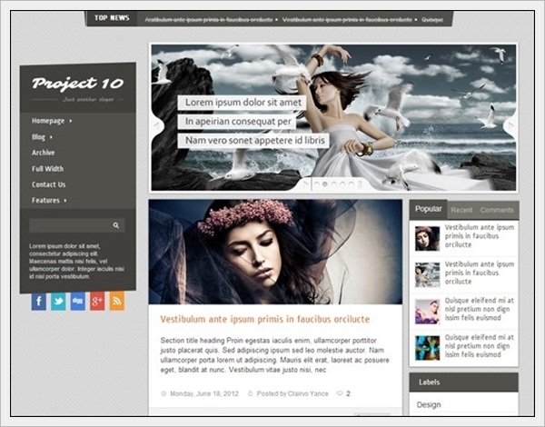 Project 10 Blogger Template (Free)