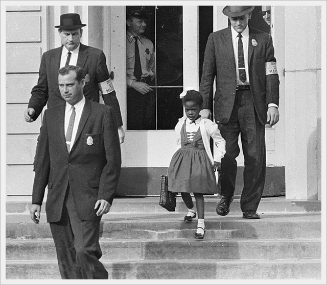 Ruby Bridges, first african-american to attend a white elementary school in the South (Nov. 14th, 1960)