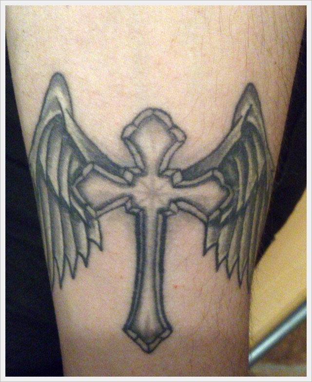 Cross with Wings Tattoo Designs for Men