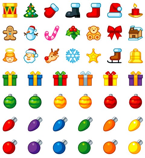 Christmas Icon set -Tree Santa Gift Ball